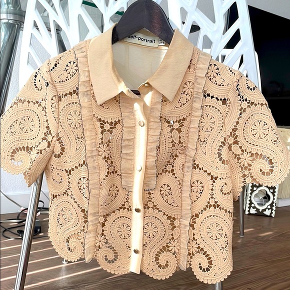 Self-Portrait Tops - 💗rare Self-Portrait Tan Lace Women's crop Top💗